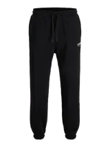 Pantalón de jogging de corte regular, confeccionado en tejido loopback con interior afelpado. Presenta cintura elástica con cordón ajustable y puños acanalados en los tobillos.