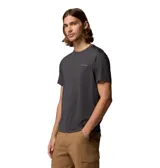 Remera técnica Columbia para hombre de color gris oscuro, de manga corta y cuello redondo, con pequeño logo impreso en el pecho.
