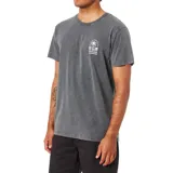 Remera gris de manga corta con cuello redondo y estampado en el pecho con un paisaje de playa y el logo de la marca Katin.