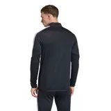 Campera deportiva de hombre Adidas modelo Tiro 26L Tr Top, de color negro con detalles en blanco. Presenta cuello alto con cierre frontal parcial, mangas largas con las clásicas tres tiras de la marca y paneles en los hombros, y el logo de Adidas bordado en el pecho.