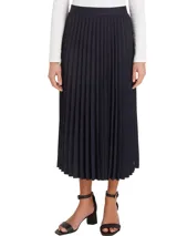 Falda midi plisada azul marino de poliéster reciclado, con cintura elástica con logo tonal de Tommy Hilfiger bordado y logo esmaltado en el bajo.