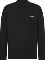 Remera negra de manga larga con cuello perkins y logo de Calvin Klein bordado en blanco en el pecho.