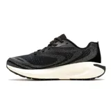Championes de running Merrell Morphlite, diseñados para terrenos mixtos de carretera y montaña. Presentan un diseño en color negro con entresuela blanca, confeccionados con empeine de jacquard, forro de malla transpirable y suela de goma adherente para mayor tracción.