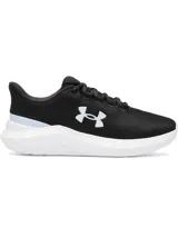 Championes de running Under Armour Phade RN 3, color negro con entresuela blanca y logo lateral en blanco. Parte superior de malla transpirable y suela de goma con ranuras flexibles.