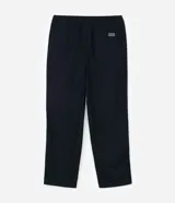 Pantalón de sarga corte relaxed, color negro, con cintura elástica y lazo de ajuste. Cuenta con bolsillos laterales y diseño liso.