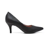 Zapato de vestir Korium de cuero sintético negro, con punta fina y taco kitten heel.