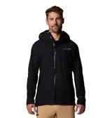 Campera impermeable Columbia Titanium Northwest Explorer de color negro, con capucha fija, cierre frontal sellado y bolsillos laterales con cremallera.