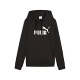 Buzo hoodie Puma ESS N°1 Logo, color negro con logo blanco estampado en el pecho, corte clásico, capucha con cordón ajustable y bolsillo tipo canguro.