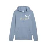 Buzo con capucha Puma, color celeste, con bolsillo frontal tipo canguro y logo de la marca estampado en el pecho en color blanco y gris.