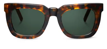 Lentes de sol Mr Boho modelo Melrose, con montura gruesa de acetato con estampado animal print tipo cheetah y lentes verdes.