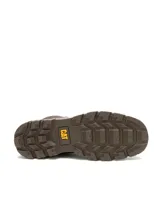 Bota tipo Chelsea de cuero marrón con paneles elásticos laterales, logo de la marca grabado en el talón y suela de goma dentada.