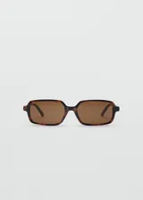 Lentes de sol con montura de pasta carey de diseño rectangular y cristales marrones.