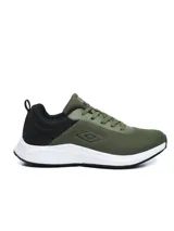 Championes de running Umbro modelo Argo, color verde militar con detalles en negro y suela blanca. Confeccionados en tejido de malla transpirable, cordones al tono y logo de la marca en el lateral.