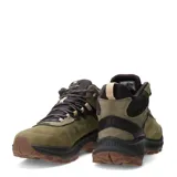 Botas de trekking Merrell modelo Speed Strike 2 Ltr Mid Wp, color verde oliva con detalles en marrón oscuro. Presentan una construcción robusta con materiales resistentes al agua, cordones reforzados y suela de goma con relieve para mayor tracción en terrenos irregulares.