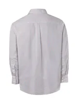 Camisa de manga larga RKF con estampado de cuadros pequeños en tonos azul, rojo y blanco. Presenta cuello button-down, cierre frontal con botones, bolsillo en el pecho con logo bordado y puños abotonados.