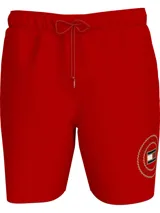 Short de baño rojo de poliéster con cintura elástica ajustable con cordón. Logo de Tommy Hilfiger estampado en la pierna.