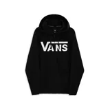 Campera negra con cierre, capucha y logo blanco de Vans estampado en el pecho.