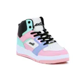 Championes de caña alta Avia Pilia para mujer, con diseño multicolor en tonos pastel: rosa, lila, celeste y blanco. Presentan el logo de la marca en los laterales y cordones negros.
