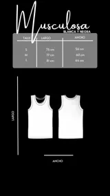 Musculosa blanca de corte holgado, con cuello redondo y diseño sin mangas. Presenta un estampado tipográfico en el pecho con la frase 'No Basic' en color negro.