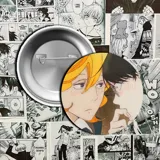 Pin metálico con ilustración de personajes del anime Doukyuusei.