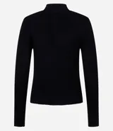 Blusa de punto de manga larga con cuello alto y diseño acanalado, confeccionada en una mezcla de viscosa y poliamida.