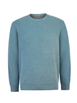 Sweater RKF modelo Angri para hombre, de color azul melange, confeccionado en tejido tipo waffle con cuello redondo, mangas largas y puños y ruedo elásticos.