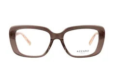 Armazón de anteojos Azzaro modelo 30455, de diseño rectangular con marco de acetato en color marrón traslúcido.