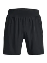 Short de running Under Armour Launch Elite, color negro, de tejido ultraligero y elástico con forro interior de malla. Cuenta con cintura elástica con cordón interno, bolsillo trasero resistente al agua y detalles reflectantes.