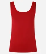 Blusa musculosa Cortelle de poliamida color naranja, con escote en U y tirantes anchos.
