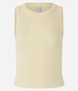 Blusa cropped musculosa Blue Steel de viscosa, con cuello redondo y diseño acanalado.
