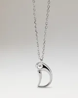 Collar con colgante PDPAOLA de plata 925 con baño de platino, con dije en forma de la letra D decorado con una circonia cúbica engastada.