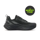 Championes deportivos American Sport modelo Maisie, color negro con diseño de malla transpirable y suela con tecnología Memory Foam. Presenta detalles en gris oscuro y suela con base de goma en tono marrón.