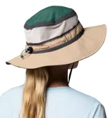 Gorro tipo pescador Columbia Bora Bora Retro II Omni-Shade, color negro con interior y cordón ajustable en color verde, con tecnología de absorción de humedad y ala ancha.