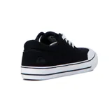 Championes Quiksilver modelo Varial para hombre, color negro con suela blanca y detalles en negro. Diseño de lona de estilo urbano y skater, con cordones blancos.