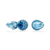 Par de caravanas de botón azules con cristales facetados y cierre de bola decorado con cristales de talla redonda en engaste pavé.