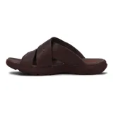 Sandalias de cuero marrón para hombre, con diseño de tiras cruzadas y perforaciones decorativas, con suela anatómica y cómoda.