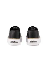 Championes John Foos modelo 752 Plataforma, de color negro con puntera blanca, cordones negros y ojalillos dorados.