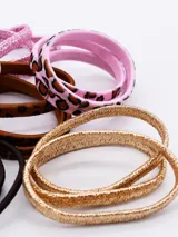 Pack de 18 coleros elásticos para el pelo con diferentes diseños: lisos, con glitter y animal print.