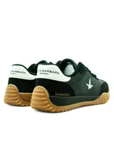Championes deportivos Santa Barbara Loop para hombre, de color blanco con detalles en verde y suela de goma marrón. Presentan cordones blancos y el logo de la marca en el lateral.