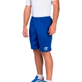 Short deportivo azul marino de poliéster con cintura elástica y cordón ajustable.