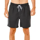 Short de baño Rip Curl modelo Bondi de color negro, con cintura elástica con cordón de ajuste blanco y largo de 19 pulgadas.