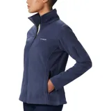 Campera polar Columbia modelo Fast Trek II, de color azul oscuro. Presenta cuello alto, cierre frontal completo, bolsillos laterales con cierre y un bolsillo adicional con cierre en la manga izquierda. Diseño ligero y funcional con logo de la marca bordado en el pecho.