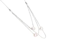 Collar de plata 925 triple con tres perlas de río.