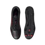 Championes de fútbol Adidas F50 League, color negro con detalles en plateado y rojo.