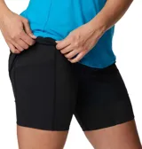 Short deportivo de doble capa color negro, con calza de compresión integrada y short exterior holgado. Cuenta con bolsillos laterales de malla y detalles reflectantes.