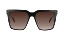 Lentes de sol unisex Teresa Calandra modelo Kate, con marco cuadrado de acetato negro y lentes marrones degradé.