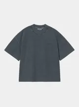 Remera Carthartt S/S Benton color gris oscuro, de manga corta, cuello redondo y corte holgado, con sutil bordado en el pecho.