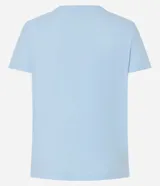 Blusa de algodón de manga corta y cuello en V, de diseño liso en color tostado.
