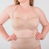 Soutien strapless color piel, con aro y copa, confeccionado con tela reforzada con fibra LYCRA®.