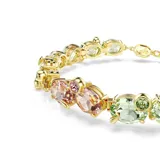 Pulsera dorada con cristales de colores en talla mixta.